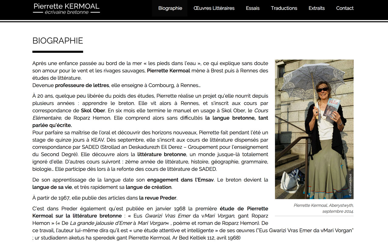 Webdesign du site Pierrette Kermoal